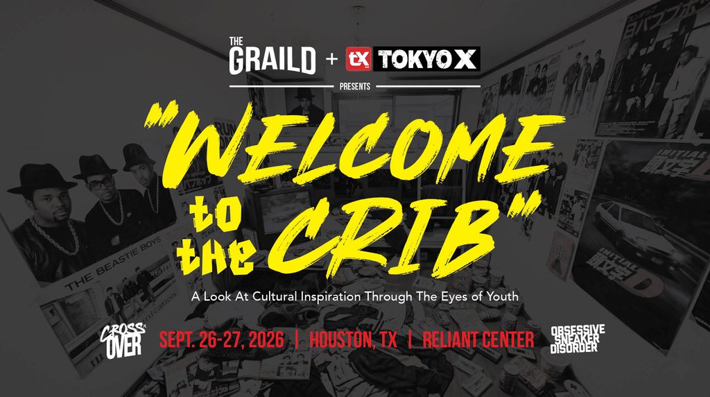 Promotional graphic for The Crib at Tokyo X, September 26–27, 2026, featuring The GRAIL’D, CrossxOver, and Obsessive Sneaker Disorder.